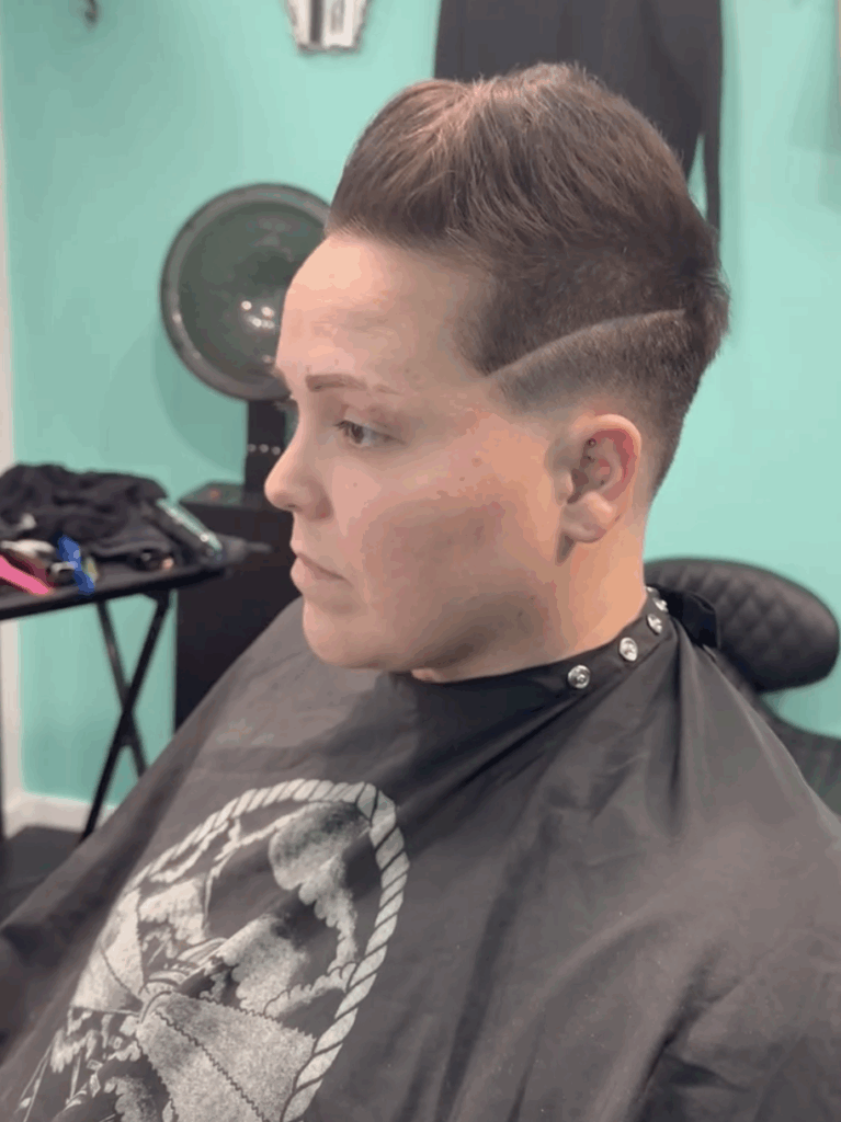 Women's Short Haircut with Line Work