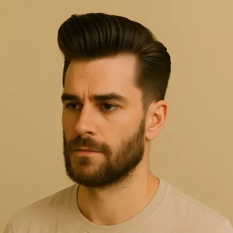 Men's pompadour haircut