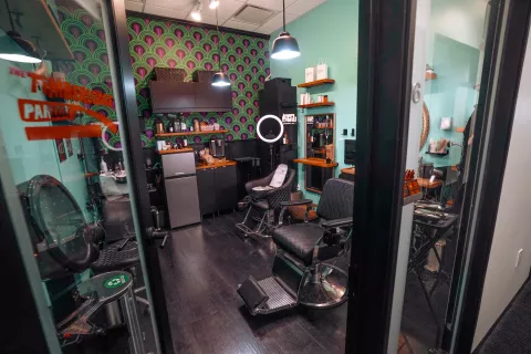 Inside of the Timberlodge Parlor barber shop